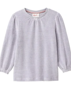 Pigiama a Righe con Polsini - Bianco e Grigio - Cotone GOTS