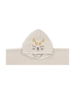 Poncho da Bagno in Spugna - Charlie il Gatto - Sabbia - 65x62 cm
