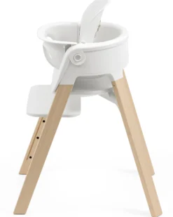 Sedia Evolutiva Steps con Baby Set Vassoio e Imbracatura - Bianco e Naturale - Dai 6 Mesi