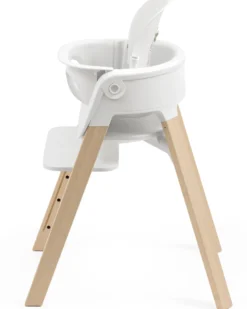 Sedia Evolutiva Steps con Baby Set Vassoio e Imbracatura - Bianco e Naturale - Dai 6 Mesi
