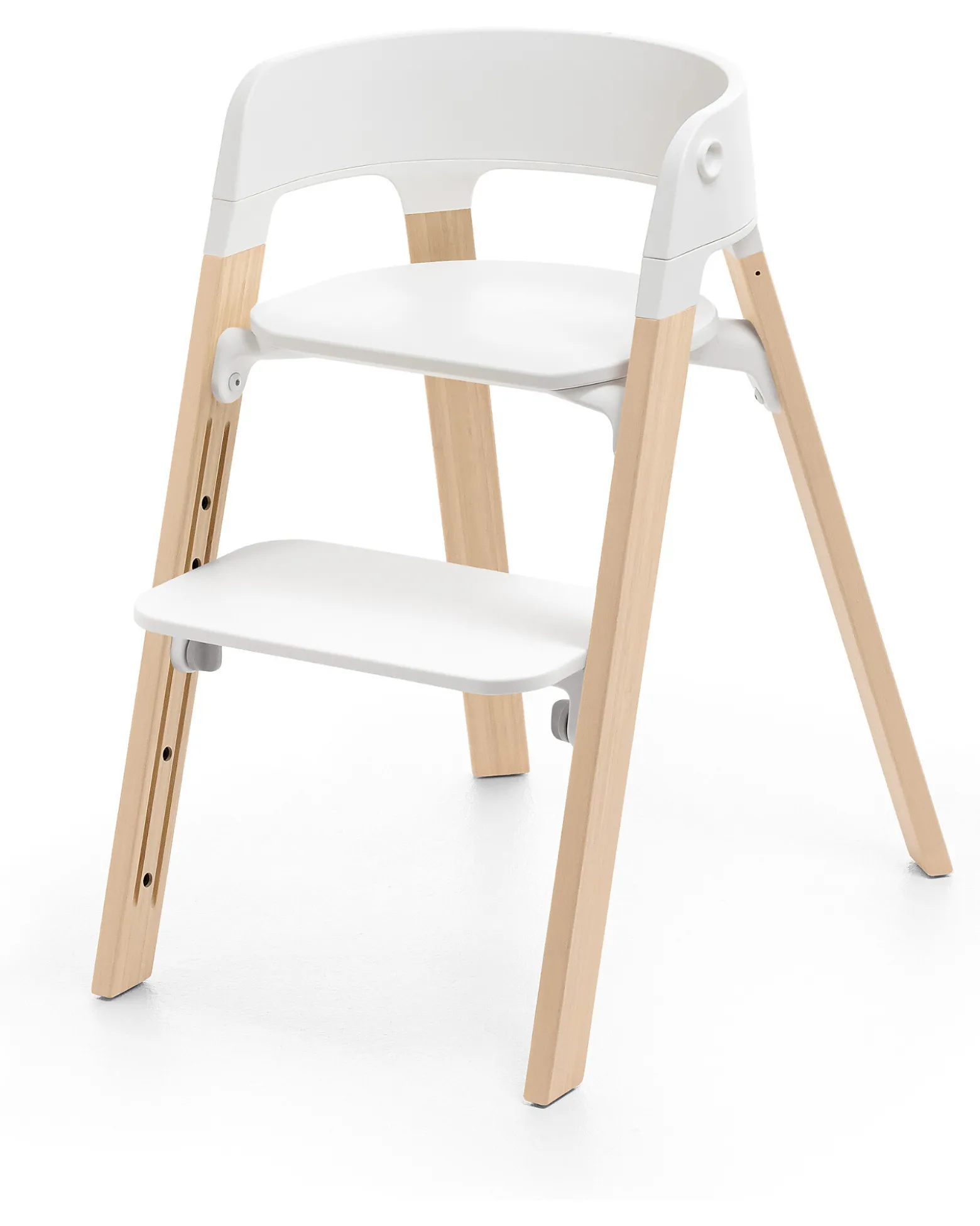 Sedia Evolutiva Steps con Baby Set Vassoio e Imbracatura - Bianco e Naturale - Dai 6 Mesi