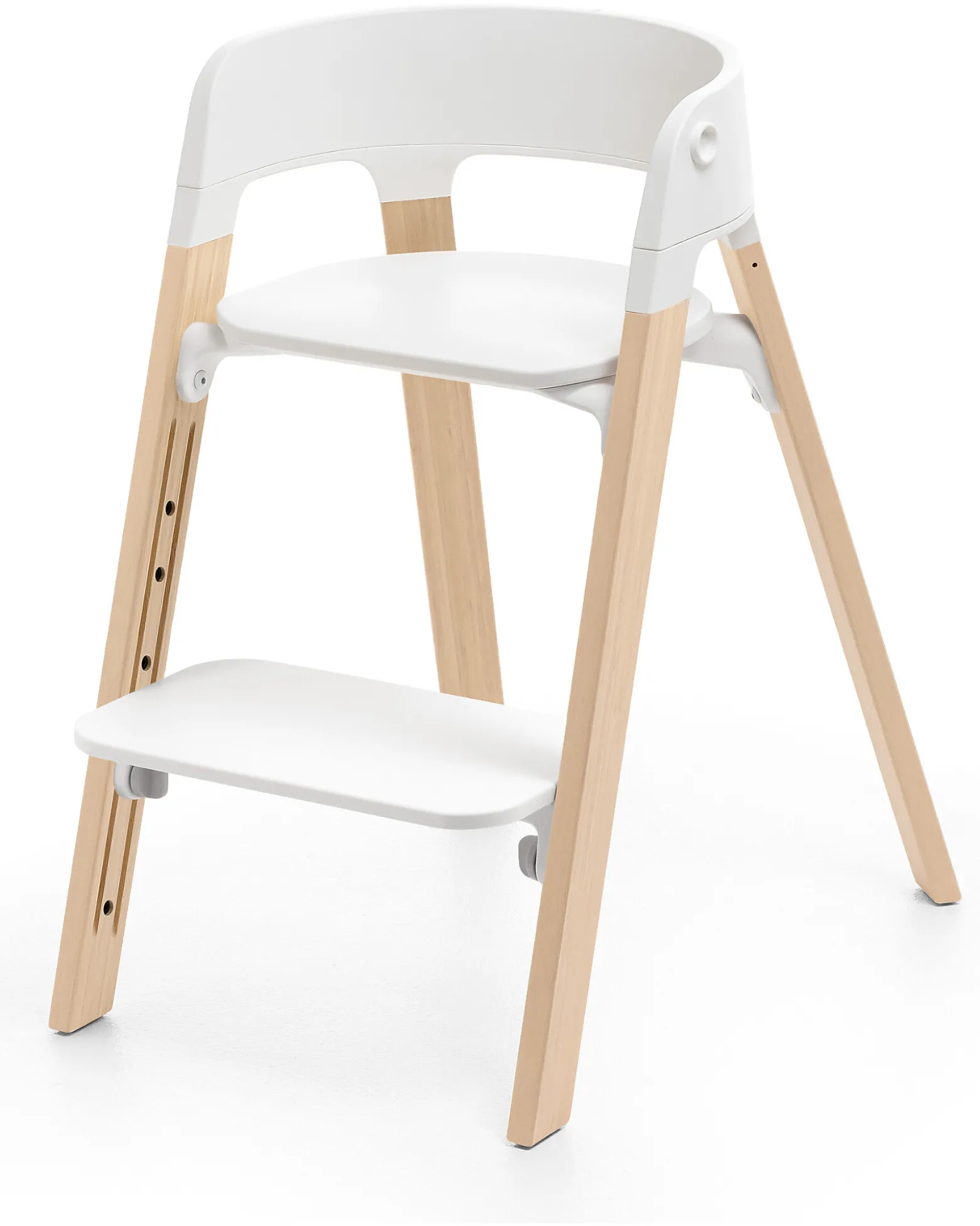 Sedia Evolutiva Steps con Baby Set Vassoio e Imbracatura - Bianco e Naturale - Dai 6 Mesi