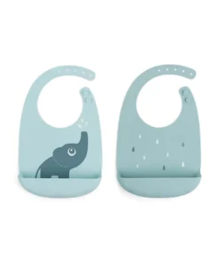 Set 2 Bavagli Impermeabili - Elphee - Blu - Silicone Alimentare - con Tasca