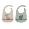 Set 2 Bavagli Impermeabili - Lalee - Sabbia/Verde - Silicone Alimentare - con Tasca