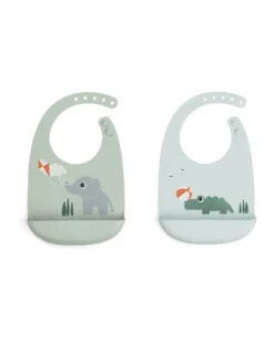 Set 2 Bavagli Impermeabili - Playground - Mix - 100% Silicone Alimentare - con Tasca