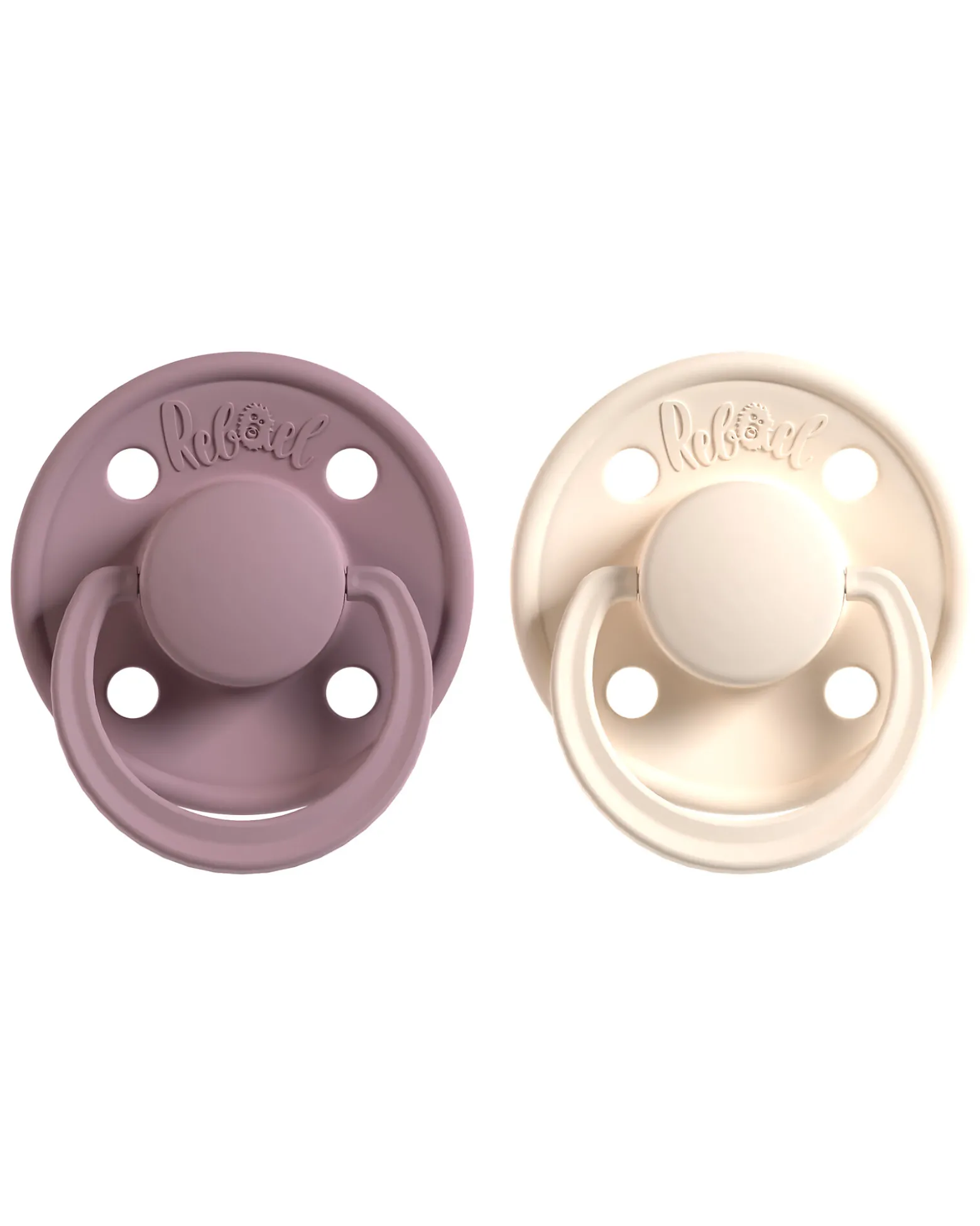 Set 2 Ciucci - Tettarella Ciliegia in Gomma Naturale - Viola e Panna - Fatto in Danimarca - Senza PBA, PVC e Flatati