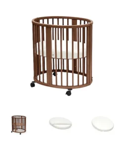 Set Completo Culla Sleepi Mini Marrone + Materassino + Lenzuolo Bianco