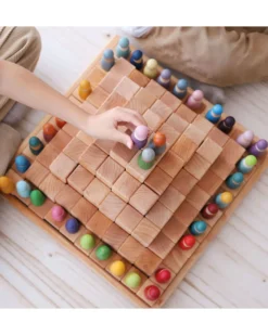 Set Costruzioni in Legno Piramide - Large - Naturale - 100 Pezzi