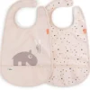 Set da Due Bavaglini Impermeabili con Tasca Deer Friends - Ozzo - Cipria - certificato Oeko-Tex
