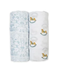 Set di 2 Copertine Swaddle 100 x 100 cm - Cavallo a Dondolo/Toile - 100% mussola di cotone
