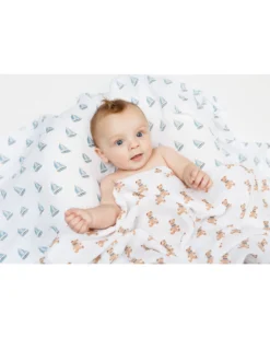 Set di 2 Copertine Swaddle 100 x 100 cm - Orsetto Vintage/Barca a Vela - 100% mussola di cotone