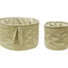 Set di due Cestini Trapuntati - Verde Oliva - 100% Cotone Organico GOTS - Bamboo Collection - Diametro 20 x 30 cm e 15 x 15 cm