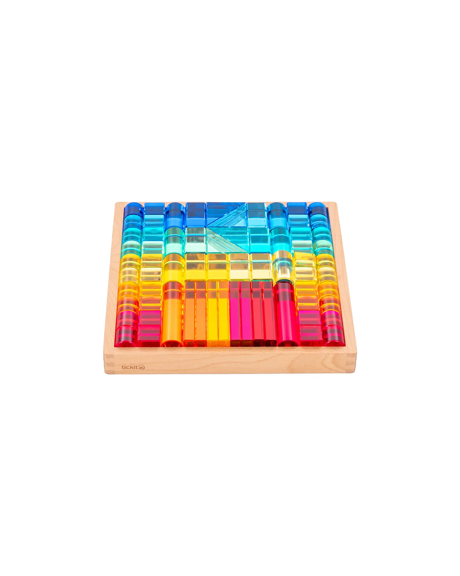 Set Gioco Vassoio con Specchio e Gemme in Sette Forme Diverse - 72 Pezzi - dai 3 Anni - Per Lavagna Luminosa