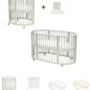 Set Lettino Sleepi Mini Bianco con Estensione fino a 5 Anni - Include Materassi e Lenzuoli