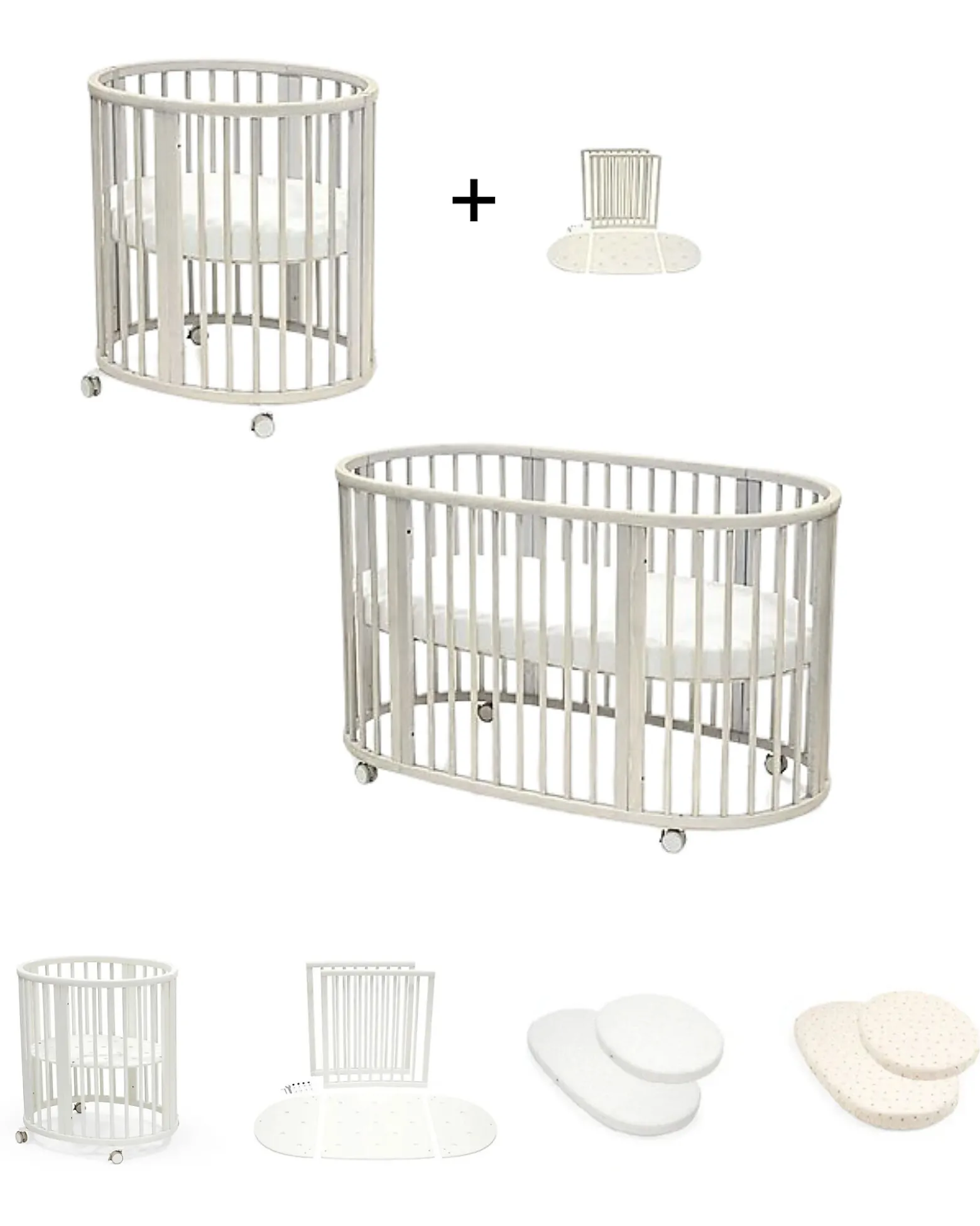 Set Lettino Sleepi Mini Bianco con Estensione fino a 5 Anni - Include Materassi e Lenzuoli