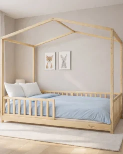 Set 4: Letto Montessori Evolutivo Evi 200x90cm + Letto/Cassetto + Materasso 14 cm Antiacaro per Letto + Materasso 11 cm Aloe Vera per Cassetto