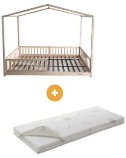 Set 2: Letto Montessori Evolutivo Evi 200x90cm + Materasso 12 cm Aloe Vera