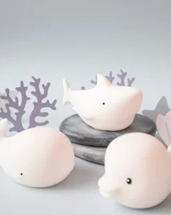 Set 3 Mini Luci Waterproof - Gioco da Bagno Luminoso - Squalo Delfino e Balena