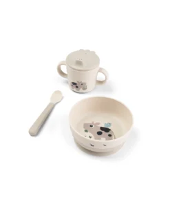 Set Pappa Foodie - Ciotola Bicchiere e Cucchiaio - Tiny Farm - Sabbia - 100% PP Alimentare