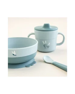 Set Pappa Foodie - Ciotola Tazza e Cucchiaio - Elphee - Blu - 100% PP Alimentare