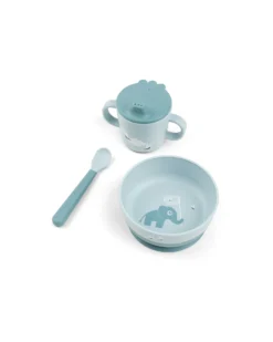 Set Pappa Foodie - Ciotola Tazza e Cucchiaio - Elphee - Blu - 100% PP Alimentare