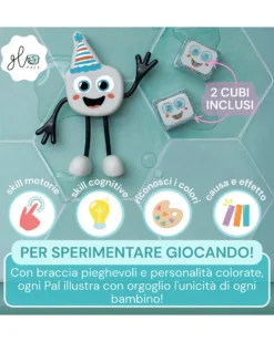 Set Personaggio Party Pal - con 2 Cubi Inclusi - Bianco - Adatto da 3 anni - 100% Plastica Riciclata