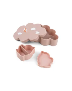 Set Porta Merenda Box Portapranzo e Cannuccia - Cipria - Perfetto per Asilo e Gite Fuori Porta
