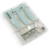 Set 3 Posate Anti-Scivolo - Forchetta, Cucchiaio e Coltello - Blu - Silicone Alimentare e Acciaio inossidabile