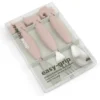 Set 3 Posate Anti-Scivolo - Forchetta, Cucchiaio e Coltello - Cipria - Silicone Alimentare e Acciaio inossidabile