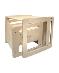 Set Tavolo+Sedia Montessori Evolutivi - Natural - Legno di Betulla - Cresce Con Il Tuo Bambino