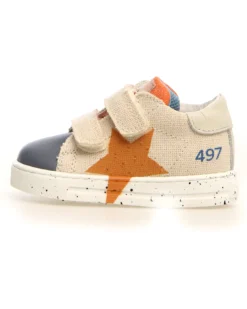 Sneakers Salazar - Canvas - Delavè/Celeste/Milk - Dettaglio in Pelle