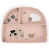 Stick&Stay Piatto con Scomparti - Tiny Farm - Cipria - 100% Silicone Alimentare