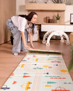 Tappeto Gioco Pieghevole Montessori 2 in 1 Reversibile e Morbido - Dino Friends - 180x150cm - dalla Nascita