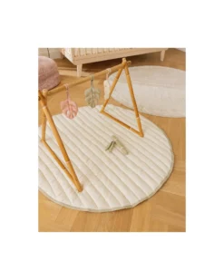Tappeto Gioco Reversibile - Leaf - Verde Oliva - Cotone Organico GOTS - Bamboo Collection - Diametro 100 cm