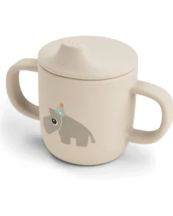 Tazza con Beccuccio 120 ml - Celebration - Sabbia - 100% Silicone Alimentare - con Due Manici