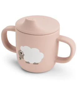 Tazza con Beccuccio 120 ml - Tiny Farm - Cipria - 100% Silicone Alimentare - con Due Manici