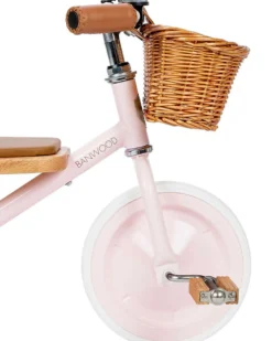 Triciclo Legno ed Ecopelle con Cestino - Rosa - Dai 3 anni