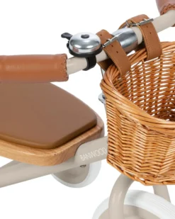 Triciclo Legno ed Ecopelle con Cestino - Beige - Dai 3 anni