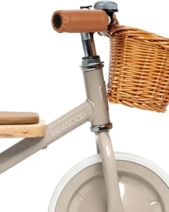 Triciclo Legno ed Ecopelle con Cestino - Beige - Dai 3 anni