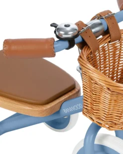 Triciclo Legno ed Ecopelle con Cestino - Blu - Dai 3 anni