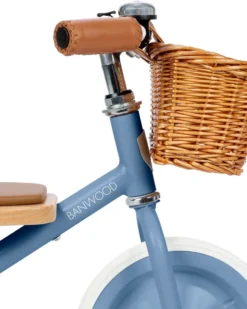 Triciclo Legno ed Ecopelle con Cestino - Blu - Dai 3 anni