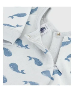 Tutina Intera in Ciniglia con Zip - Balene - 100% Cotone