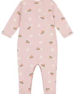 Tutina Intera in Tessuto Felpato Spazzolato - Rosa - Stelle e Cuori - 100% Cotone